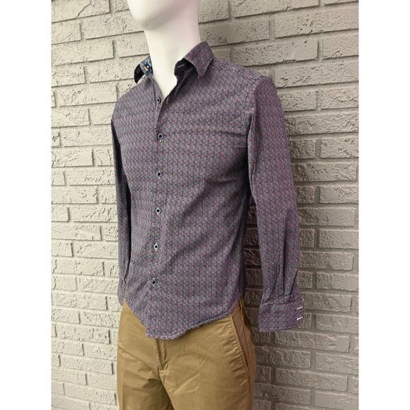 Robert Graham Men Tailored Fit Multicolored Long Sleeve Shirt Size S - Picture 4 of 9